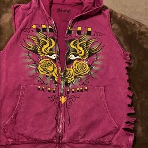 Sinful zip up sleeveless shirt